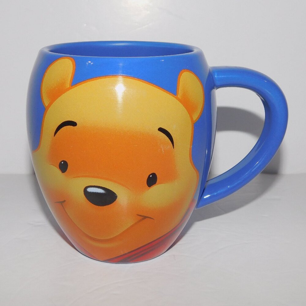 Winnie the Pooh in yer Face Barrel Coffee Mug Blue Disney Churchill